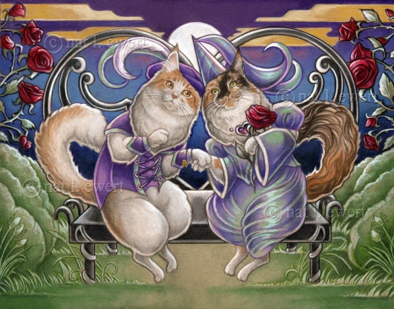 Maine coon romeo and juliet cat art